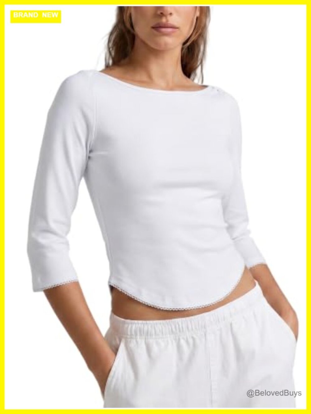Women Y2K Boat Neck 3/4 Sleeve Crop T-Shirt Going Out Tee